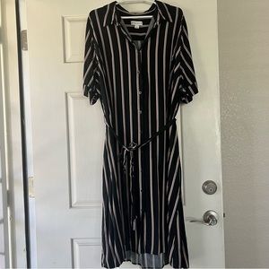 Ava & Viv Striped Button Front Shirt Dress (midi length; 3x)